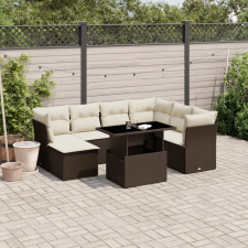 vidaXL 8 részes barna polyrattan kerti ülőgarnitúra párnákkal kerti bútor