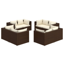 vidaXL 8 részes barna polyrattan kerti ülőgarnitúra párnákkal (3101554) kerti bútor
