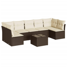 vidaXL 8 részes barna polyrattan kerti ülőgarnitúra párnákkal (3217443) kerti bútor