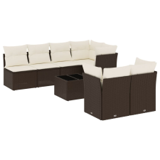 vidaXL 8 részes barna polyrattan kerti ülőgarnitúra párnákkal (3249142) kerti bútor