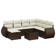 vidaXL 8 részes barna polyrattan kerti ülőgarnitúra párnákkal (3264159) kerti bútor