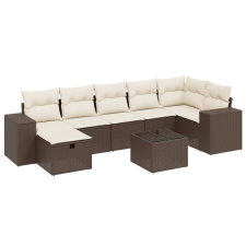 vidaXL 8 részes barna polyrattan kerti ülőgarnitúra párnákkal (3264469) kerti bútor