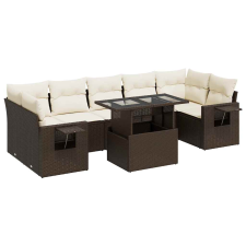 vidaXL 8 részes barna polyrattan kerti ülőgarnitúra párnákkal (3326444) kerti bútor