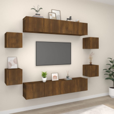 vidaXL 8 részes barna tölgy színű szerelt fa TV-szekrényszett bútor