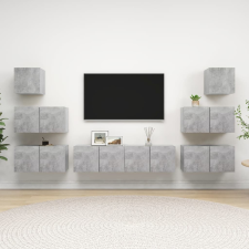 vidaXL 8 részes betonszürke forgácslap TV-szekrényszett bútor