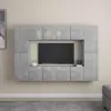vidaXL 8 részes betonszürke forgácslap TV-szekrényszett