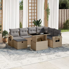 vidaXL 8 részes bézs polyrattan kerti ülőgarnitúra párnával kerti bútor
