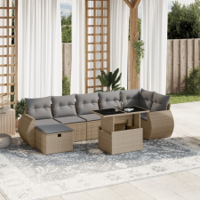 vidaXL 8 részes bézs polyrattan kerti ülőgarnitúra párnával kerti bútor