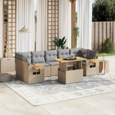 vidaXL 8 részes bézs polyrattan kerti ülőgarnitúra párnával kerti bútor