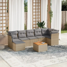 vidaXL 8 részes bézs polyrattan kerti ülőgarnitúra párnával kerti bútor