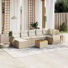 vidaXL 8 részes bézs polyrattan kerti ülőgarnitúra párnával kerti bútor