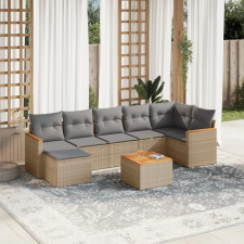 vidaXL 8 részes bézs polyrattan kerti ülőgarnitúra párnával kerti bútor