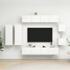 vidaXL 8 részes fehér szerelt fa TV-szekrényszett bútor