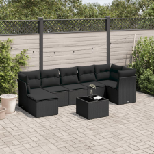 vidaXL 8 részes fekete polyrattan kerti ülőgarnitúra párnákkal kerti bútor