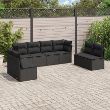 vidaXL 8 részes fekete polyrattan kerti ülőgarnitúra párnákkal kerti bútor