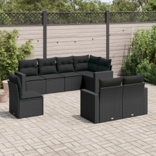 vidaXL 8 részes fekete polyrattan kerti ülőgarnitúra párnákkal kerti bútor