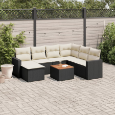 vidaXL 8 részes fekete polyrattan kerti ülőgarnitúra párnákkal kerti bútor