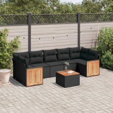 vidaXL 8 részes fekete polyrattan kerti ülőgarnitúra párnákkal kerti bútor
