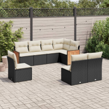 vidaXL 8 részes fekete polyrattan kerti ülőgarnitúra párnákkal kerti bútor