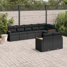 vidaXL 8 részes fekete polyrattan kerti ülőgarnitúra párnákkal kerti bútor