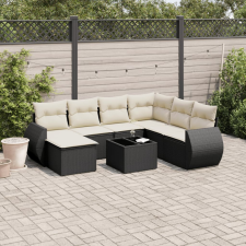 vidaXL 8 részes fekete polyrattan kerti ülőgarnitúra párnákkal kerti bútor