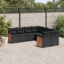 vidaXL 8 részes fekete polyrattan kerti ülőgarnitúra párnákkal kerti bútor