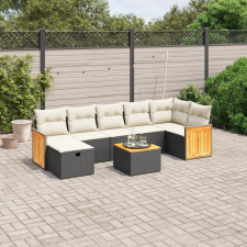 vidaXL 8 részes fekete polyrattan kerti ülőgarnitúra párnákkal kerti bútor