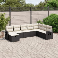 vidaXL 8 részes fekete polyrattan kerti ülőgarnitúra párnákkal kerti bútor