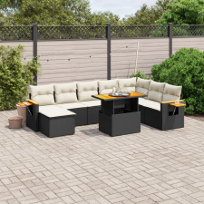 vidaXL 8 részes fekete polyrattan kerti ülőgarnitúra párnákkal kerti bútor