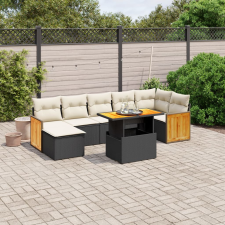 vidaXL 8 részes fekete polyrattan kerti ülőgarnitúra párnákkal kerti bútor