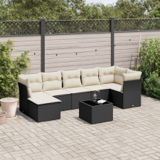 vidaXL 8 részes fekete polyrattan kerti ülőgarnitúra párnákkal kerti bútor