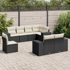 vidaXL 8 részes fekete polyrattan kerti ülőgarnitúra párnákkal kerti bútor