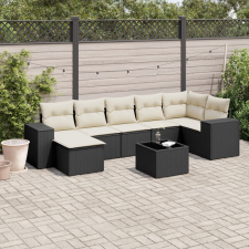 vidaXL 8 részes fekete polyrattan kerti ülőgarnitúra párnákkal kerti bútor