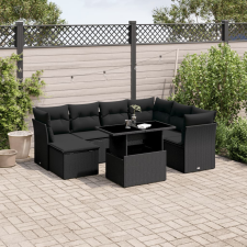 vidaXL 8 részes fekete polyrattan kerti ülőgarnitúra párnákkal kerti bútor