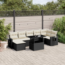 vidaXL 8 részes fekete polyrattan kerti ülőgarnitúra párnákkal kerti bútor
