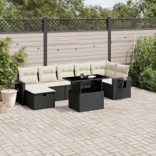 vidaXL 8 részes fekete polyrattan kerti ülőgarnitúra párnákkal kerti bútor