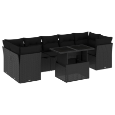 vidaXL 8 részes fekete polyrattan kerti ülőgarnitúra párnákkal kerti bútor