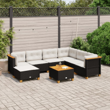 vidaXL 8 részes fekete polyrattan kerti ülőgarnitúra párnákkal kerti bútor