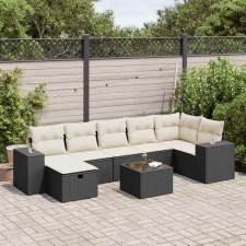 vidaXL 8 részes fekete polyrattan kerti ülőgarnitúra párnákkal kerti bútor