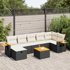 vidaXL 8 részes fekete polyrattan kerti ülőgarnitúra párnákkal kerti bútor