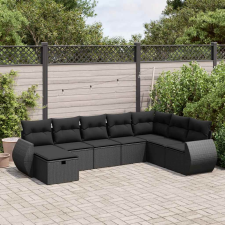 vidaXL 8 részes fekete polyrattan kerti ülőgarnitúra párnákkal kerti bútor