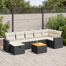 vidaXL 8 részes fekete polyrattan kerti ülőgarnitúra párnákkal kerti bútor