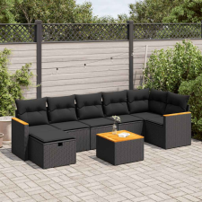 vidaXL 8 részes fekete polyrattan kerti ülőgarnitúra párnákkal kerti bútor