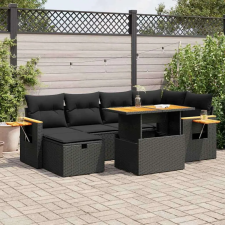 vidaXL 8 részes fekete polyrattan kerti ülőgarnitúra párnákkal kerti bútor