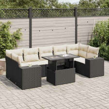 vidaXL 8 részes fekete polyrattan kerti ülőgarnitúra párnákkal kerti bútor