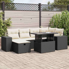 vidaXL 8 részes fekete polyrattan kerti ülőgarnitúra párnákkal kerti bútor