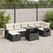 vidaXL 8 részes fekete polyrattan kerti ülőgarnitúra párnákkal kerti bútor