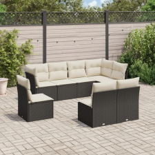vidaXL 8 részes fekete polyrattan kerti ülőgarnitúra párnákkal kerti bútor