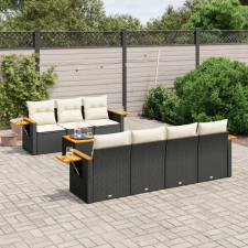 vidaXL 8 részes fekete polyrattan kerti ülőgarnitúra párnákkal kerti bútor