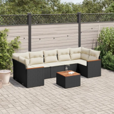 vidaXL 8 részes fekete polyrattan kerti ülőgarnitúra párnákkal kerti bútor